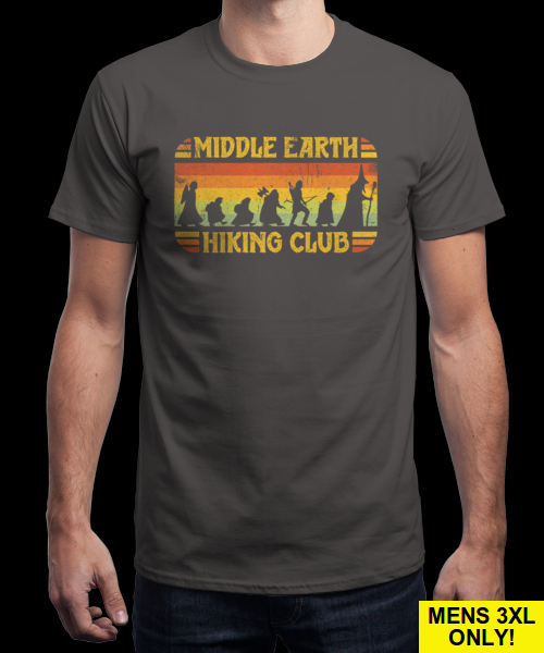 Qwertee Middle Earth Hiking Club T Shirt Limited Edition Cheap