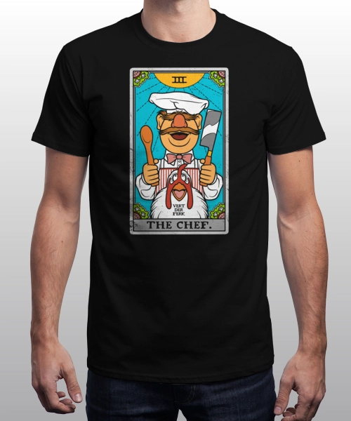 T-Shirt Uomo Muppets 'Kiss The Chef - Swedish Chef' - Nero, Vestibilità Regular, Ufficiale EMP